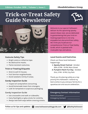 Free  Template: Trick-or-Treat Safety Guide Newsletter Template