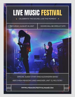 Free  Template: Blue Marguerite Live Music Festival Flyer Template