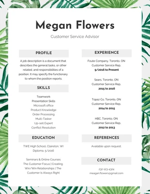 Free  Template: Free Floral Resume Design Template