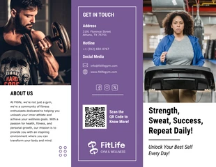 Free interactive Template: Old Gold Gym Tri Fold Brochure Template