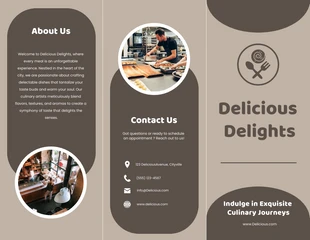 Free  Template: Brown Restaurant Tri-fold Brochure Template