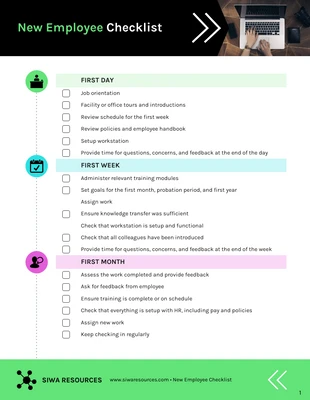 Free interactive Template: New Employee Checklist Template