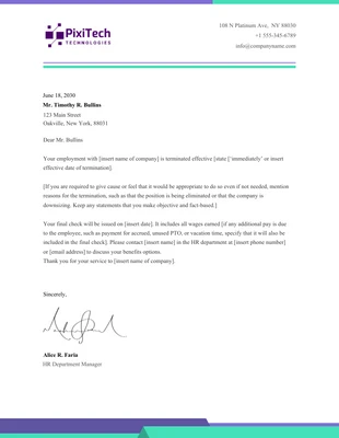 Free  Template: Simple Design Termination Termination Letter