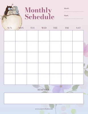 Free  Template: Soft Pink Monthly Schedule Flyer Template