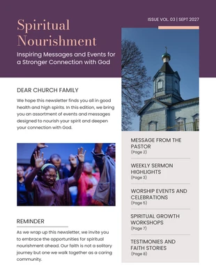 Free  Template: Dark Purple Minimalist Church Newsletter Template