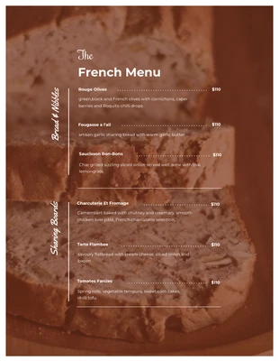 Free  Template: Dark Brown Minimalist Photo French Menu