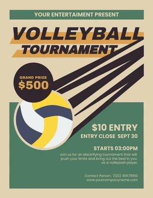 Free  Template: Green And Cream Simple Volleyball Poster