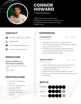 Free  Template: Free Monochromatic Tech Resume Template