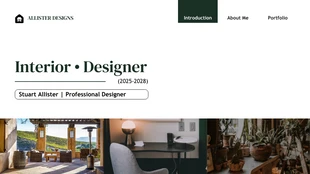 White and Green Interior Designer Portfolio Presentation - Page 1