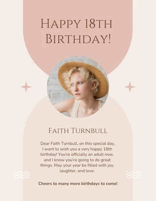 Free  Template: Pink Beige Minimalist Happy Birthday Poster