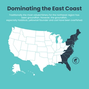 Free  Template: Fishery East Coast Map Chart Template