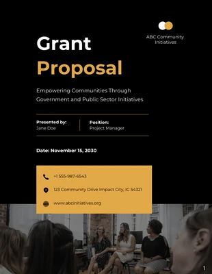 premium  Template: Black & Yellow Color Grant Proposal Template