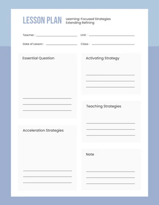 Free  Template: Blue Lesson Plan Template