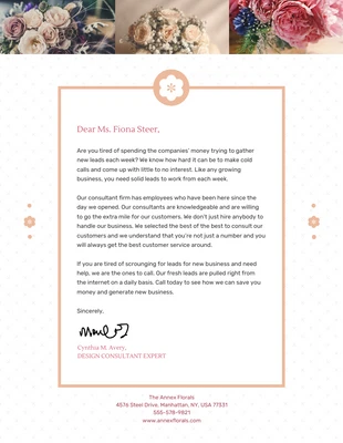 Free  Template: Floral Design Consultant Letterhead