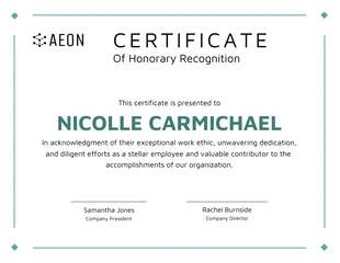 Free  Template: Customizable Company Recognition Certificate