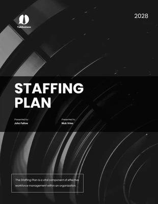 Free  Template: Dark Black White Staffing Plan Template