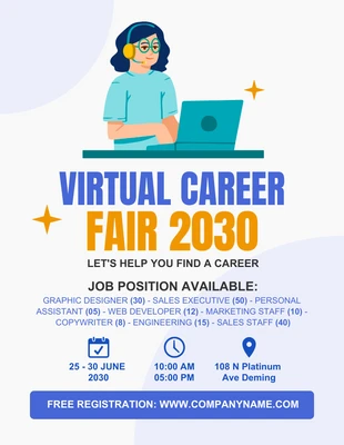 Free  Template: Grey Virtual Career Fair Flyer Template