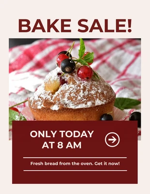 Free  Template: Maroon Cake Sale Flyer Template