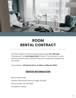 business  Template: Room Rental Contract Template