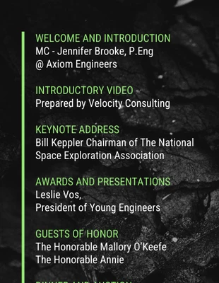 business  Template: Awards Event Program Template