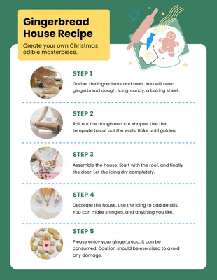 premium  Template: Gingerbread House Recipe Christmas Infographic Template