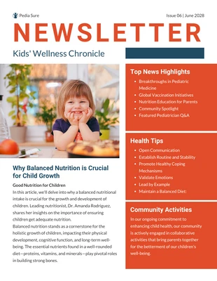 Free  Template: Pediatrics Child Health Newsletter Template