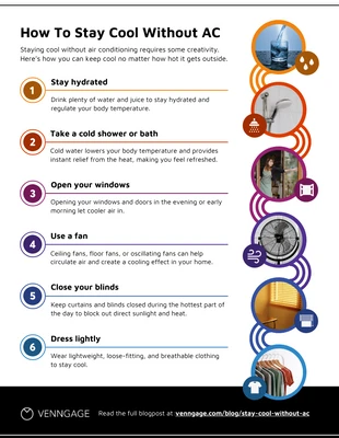 Free  Template: How To Stay Cool Without Air Conditioning Infographic Template