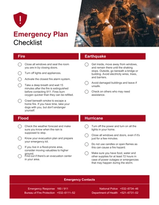 Free  Template: Emergency Plan Template