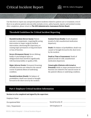 premium  Template: Black Healthcare Employee Critical Incident Report Template