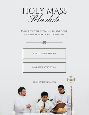 Free  Template: Elegant Minimal Mercury Holy Mass Schedule Poster Template