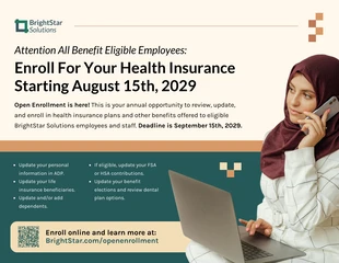 Free interactive Template: Open Enrollment for Employee Health Insurance Flyer