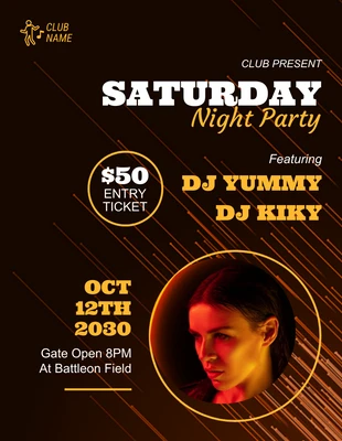 Free  Template: Saturday Night Party Flyer Template