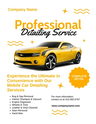 Free  Template: Professional Car Detailing Service Flyer Template