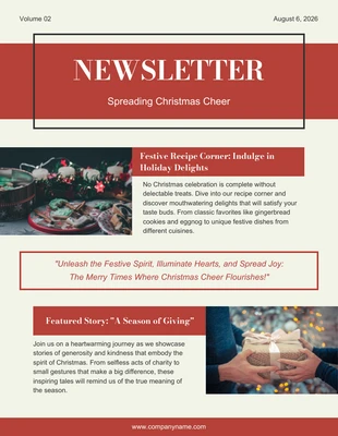 Free  Template: Beige Red Modern Christmas Newsletter Template