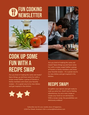 Free  Template: Modern Fun Cooking Event Newsletter Template