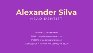 Dark Purple Modern Dental Business Card - Page 2