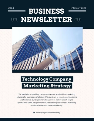 Free  Template: Dark Blue Technology Company Marketing Newsletter Template