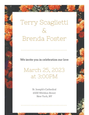 premium  Template: Floral Photo Wedding Invitation