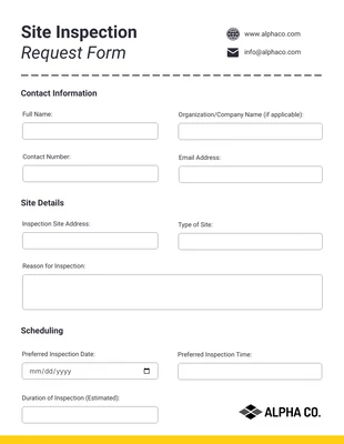 Free  Template: White Buttercup Construction Form Template