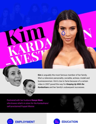 Free  Template: Kim Kardashian-West Resume Infographic Template