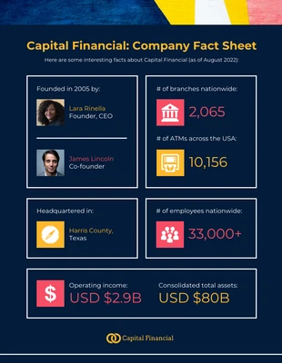 business  Template: Bank Companies Fact Sheet Template