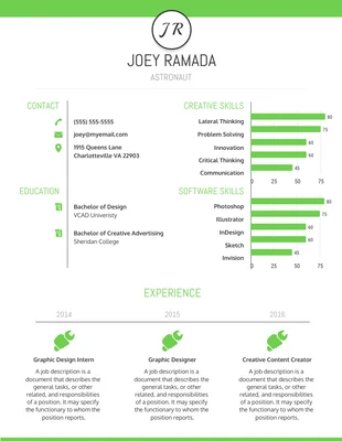 premium  Template: Infographic Green Astronaut Resume Template