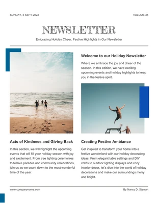 Free  Template: Gold Holiday Cheer Newsletter Template