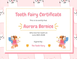 Free  Template: Light Pink Cute Pattern Tooth Fairy Certificate Template