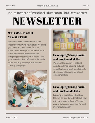 Free  Template: Simple Preschool Newsletter Template