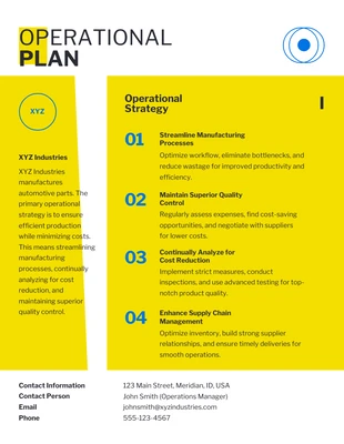 Free  Template: Yellow Operational Plan Template