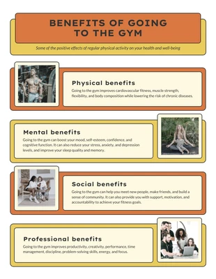 Free  Template: Top Benefits of Gym Workouts Fitness Infographic Template