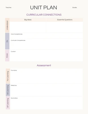 Free  Template: Cream Colorful Unit Plan Format Template