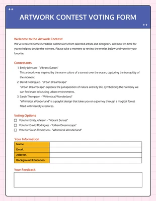 premium  Template: Artwork Voting Form Template