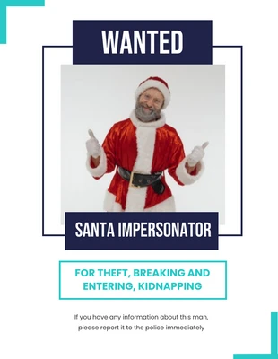 Free  Template: White Santa Photo Wanted Poste